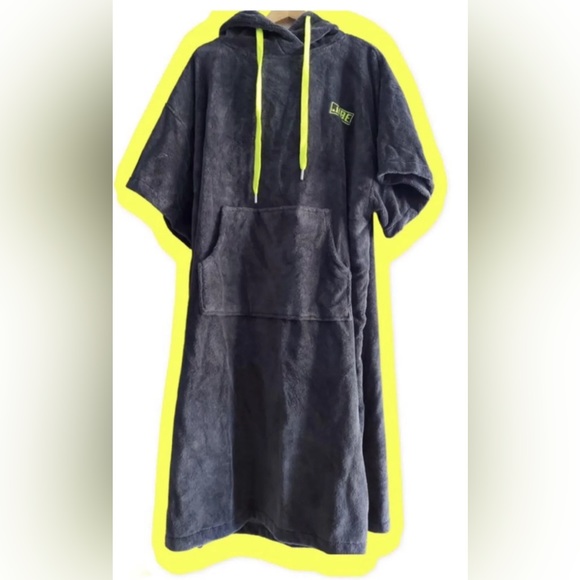 Jibe Surf Watersport Dive Beach Towel Poncho Hood Oversize One Size Unisex Grey - Picture 2 of 3